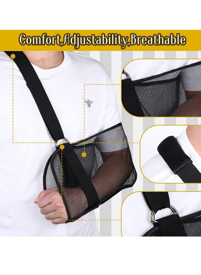 Y&D 2 Pcs Mesh Arm Shoulder Sling Adjustable Immobilizer for Shower Breathable Rotator Cuff Solution Lightweight Brace Black Supports Supporting Elbow Wrist - Image 4