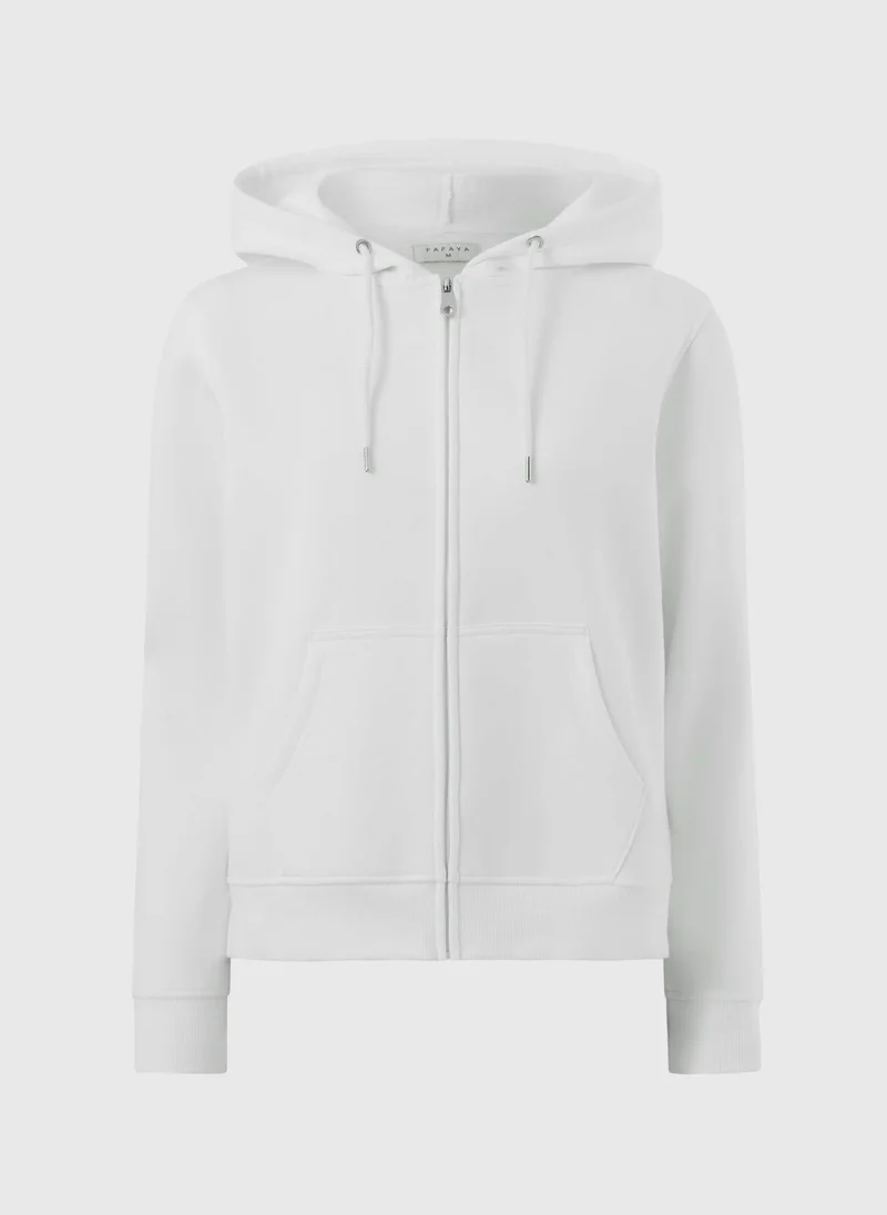 ماتلان White Zip Through Hoodie