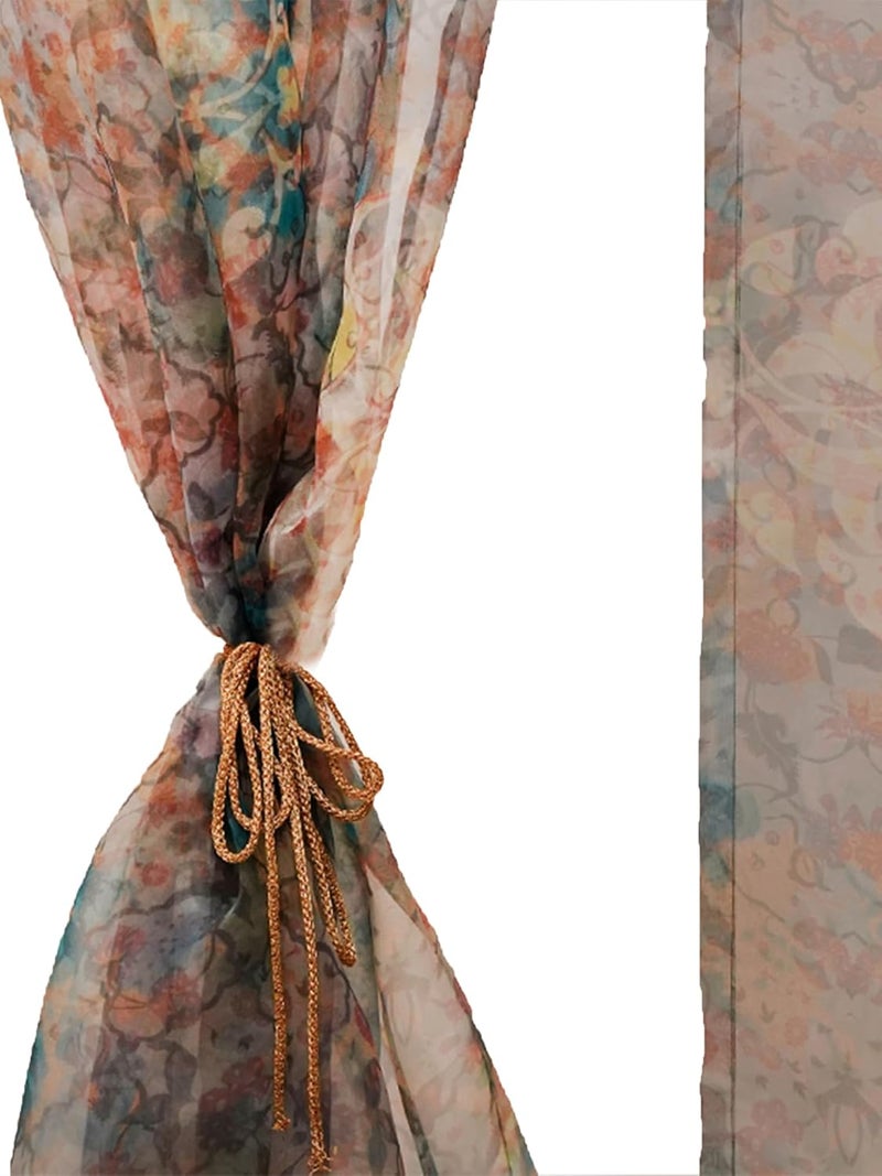 ZEBA World Transparent Organza Sheer Curtain for Door | Bedroom and Living Room | Soft and Light Weight | Printed Floral Abstract in Multicolor - 50x90 inches (7.5feet Long) (Pack of 1) - Image 4