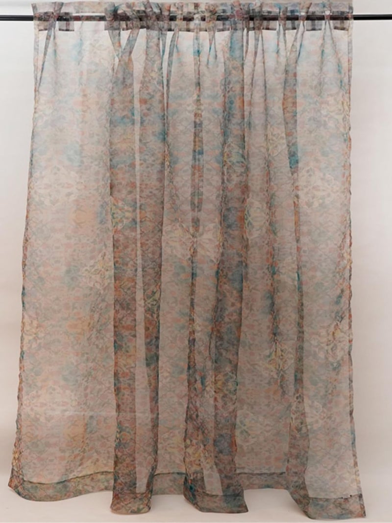 ZEBA World Transparent Organza Sheer Curtain for Door | Bedroom and Living Room | Soft and Light Weight | Printed Floral Abstract in Multicolor - 50x90 inches (7.5feet Long) (Pack of 1) - Image 3