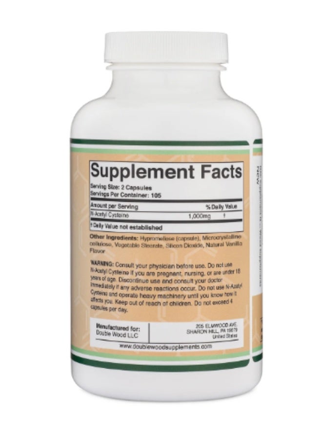 Double Wood Supplements NAC Supplement N-Acetyl Cysteine (1,000mg Per Serving 500mg Per Cap, 210 Capsules) (Third Party Tested) with Odor Masking Technology to Boost Glutathione Levels by Double Wood - Image 2