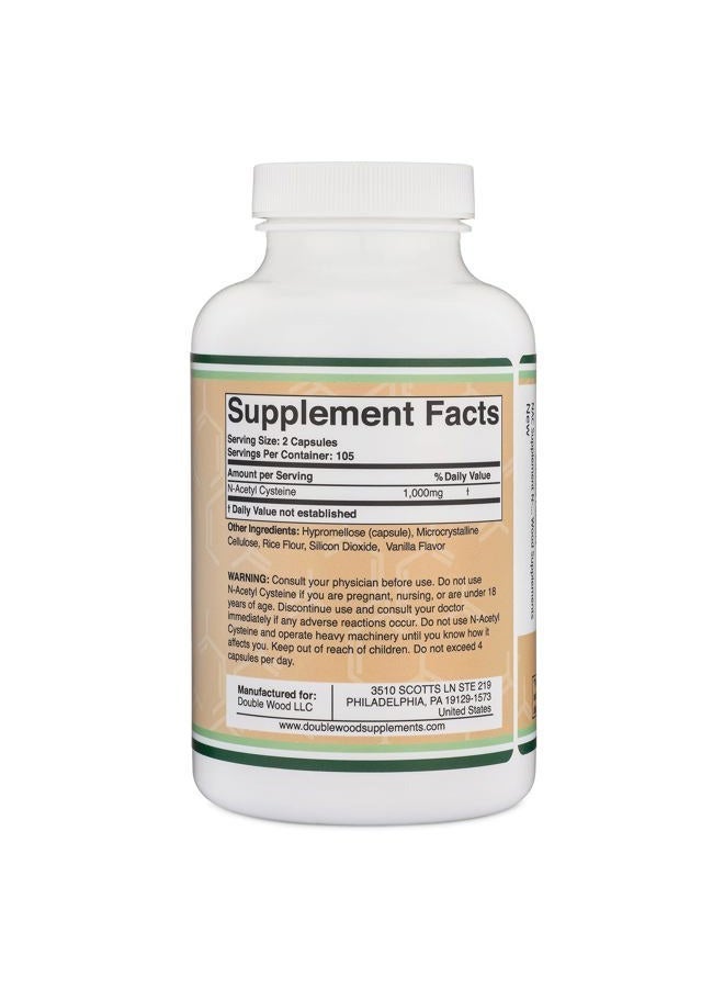 Double Wood Supplements NAC Supplement N-Acetyl Cysteine (1,000mg Per Serving 500mg Per Cap, 210 Capsules) (Third Party Tested) with Odor Masking Technology to Boost Glutathione Levels by Double Wood - Image 5