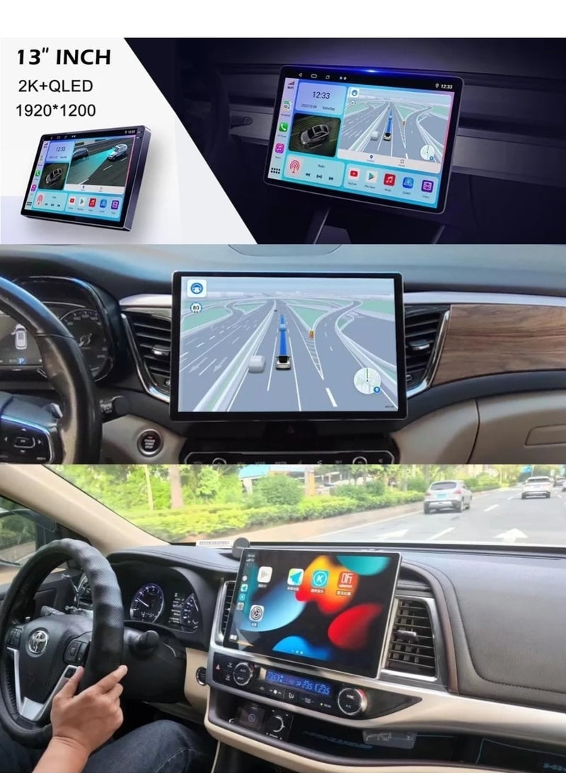 Vierex - 13 Inch Car Stereo Android Radio 4GB RAM Support Apple Carplay Android Auto Wireless QLED Fast Interface AHD Camera Included SIM Card Support Bluetooth 2Din Multimedia GPS - Image 1