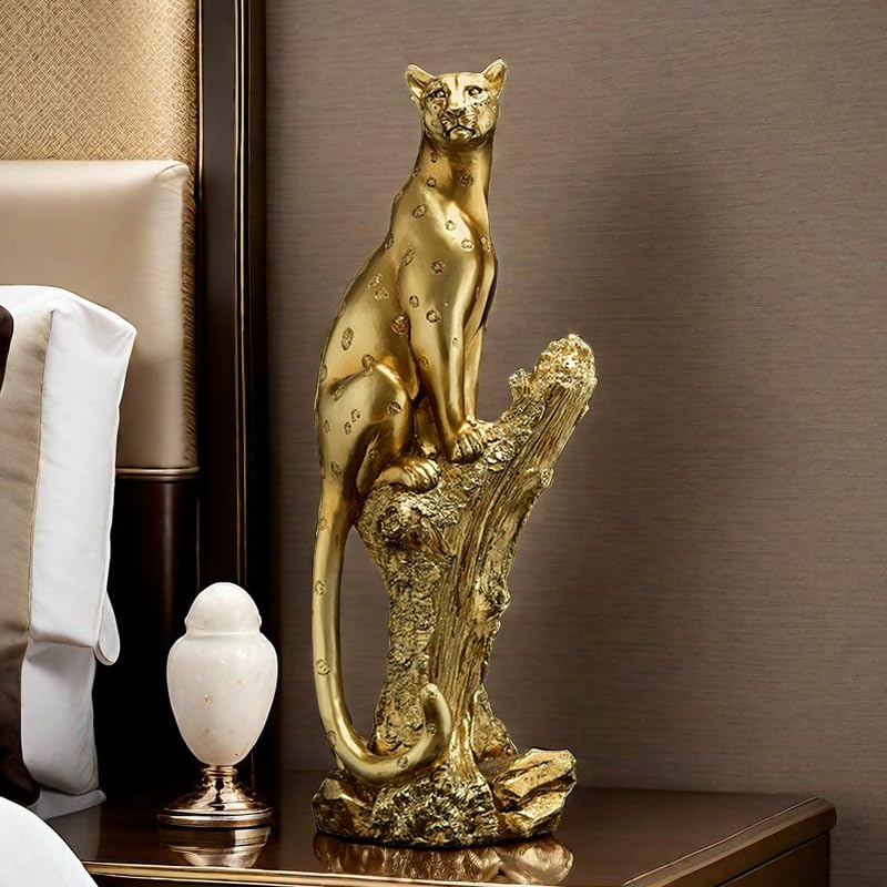 SHTWX 13 Inch Leopard Statue Figurine Sculpture Collectible Gifts for Leopard Lover Office Home Decor Desk Accessories Decoration Garden Figurines Outdoor Decor - Image 4