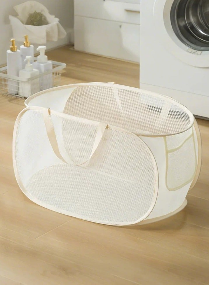 Laundry Basket Clothes Hamper, Foldable Storage Basket,Collapsible Clothes Washing Laundry Hamper,Travel Hamper,Mesh Pop Up Laundry Hamper with Carry Handle,Toy storage bag - Image 1