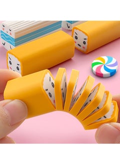 KASTWAVE Cute Cartoon Food Eraser, Sushi Desserts Desk Pet Erasers for Kids Cute Fun Erasers for Students Bulk Long Pencil Erasers for School Supplies Prize Gifts Party Favors 12 Pack  - Image 2