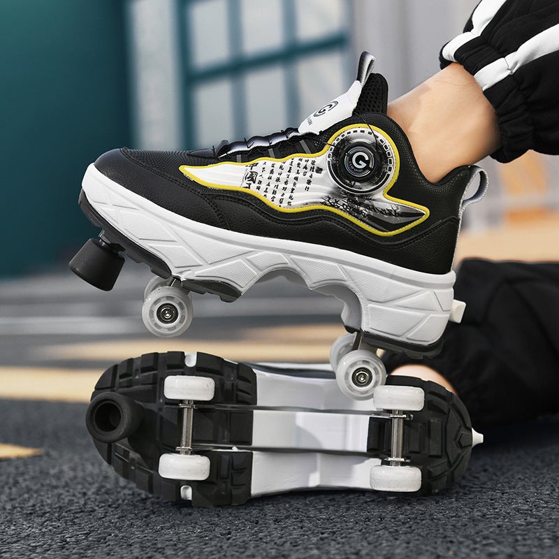 Roller Skates Cross-Border Heelys Shoes أحذية مشوهة أربع عجلات مزدوجة الغرض Roller Skates مزدوجة الصف Heelys Shoes Roller Skates - Image 5