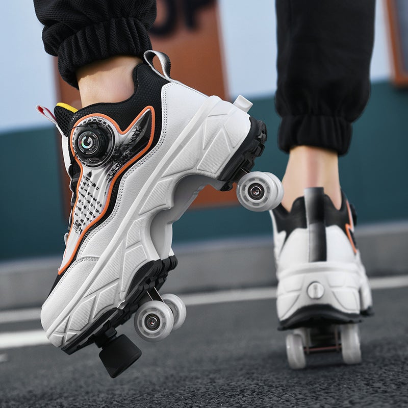Roller Skates Cross-Border Heelys Shoes أحذية مشوهة أربع عجلات مزدوجة الغرض Roller Skates مزدوجة الصف Heelys Shoes Roller Skates - Image 4