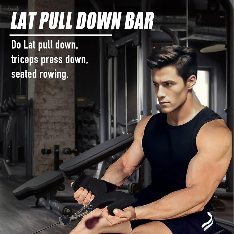 MARSAFIT Home Gym Fitness Rowing T-bar V-bar Pulley Cable Machine Attachment, Bicep Curl Tricep Lat pulldown Bar Back Strength Training Handle Grips Lat Pull Down Bar for Seat Row Workout - Image 5