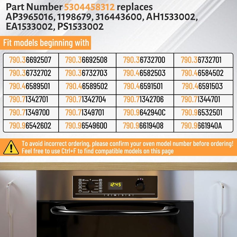 Gmleey 5304458312 Oven Door Handle Replacement Compatible with Frigidaire Kenmore Electrolux Electric Range Microwave Stove AP3965016 PS1533002 Include 2 Screws 316433300 - Image 5