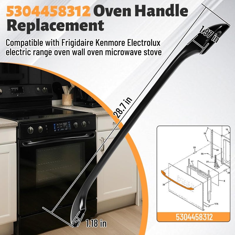 Gmleey 5304458312 Oven Door Handle Replacement Compatible with Frigidaire Kenmore Electrolux Electric Range Microwave Stove AP3965016 PS1533002 Include 2 Screws 316433300 - Image 4