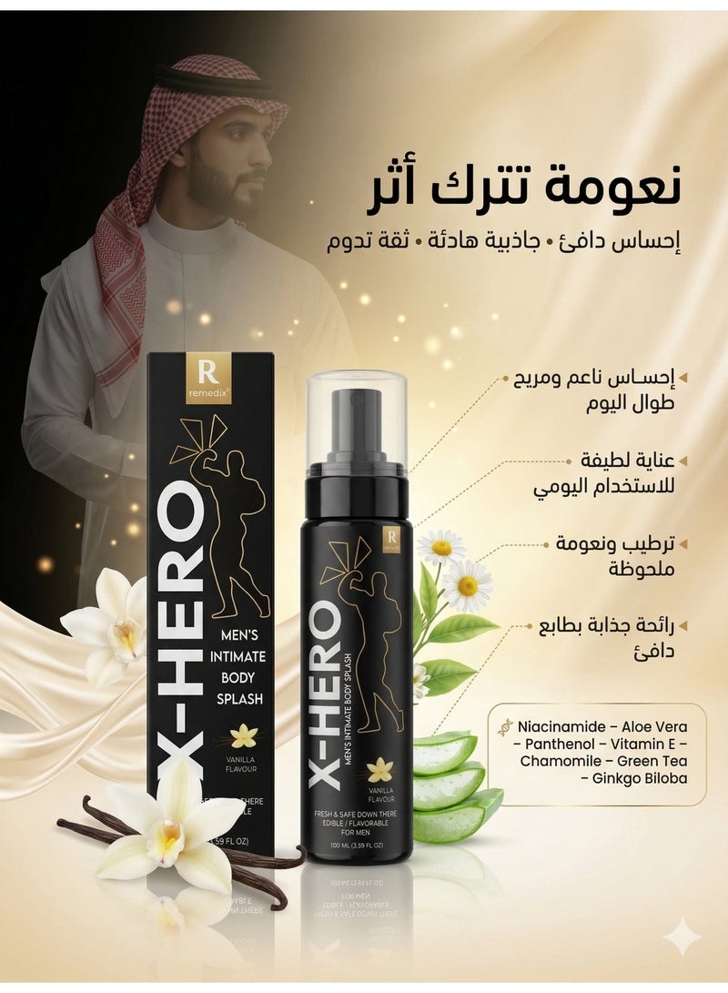 Remedix X-Hero Men's Body Splash – Vanilla - 100 Ml - Image 2