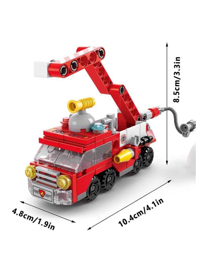 6 in 1 Toddler Fire Truck Toy Building Blocks Toy for Boys Aged 4+ Kids Gift Ideas Rescue Force Fire Ladder Truck Toys 142pcs - Compatible with Other Building Block Toys - Image 2