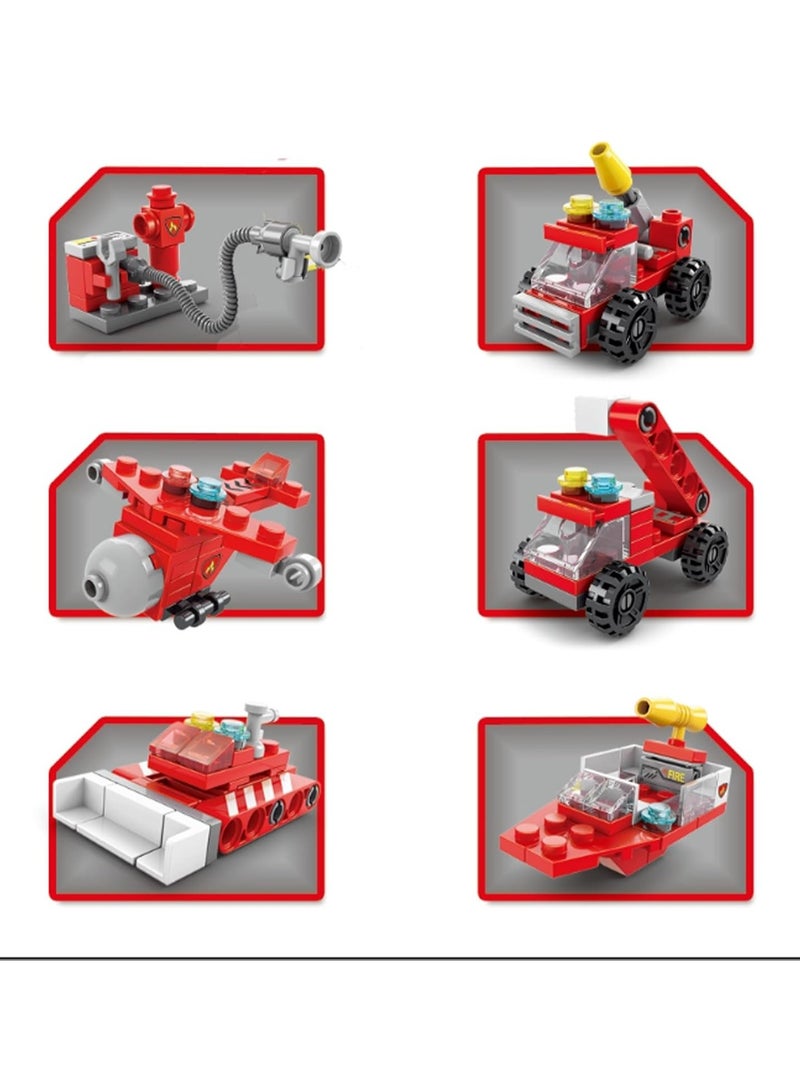 6 in 1 Toddler Fire Truck Toy Building Blocks Toy for Boys Aged 4+ Kids Gift Ideas Rescue Force Fire Ladder Truck Toys 142pcs - Compatible with Other Building Block Toys - Image 3