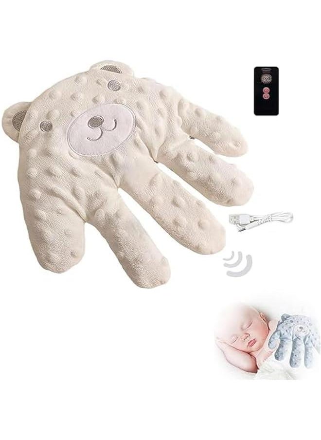 MIXDE Baby Startle Prevention Hand Glove, Baby Sleeping Palm, Baby Sleep Automatic Beater, Baby Soothing Palm Pat Sleep Artifact, Baby Soothing Hand For Sleeping, Red Bean Filling (Beige Bear)  - Image 1
