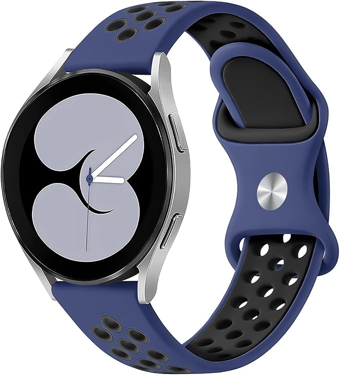 سوار ساعة من السيليكون جيد التهوية متوافق مع الساعات الذكية مقاس 22 ملم - ( كحلي / اسود ) - Image 2