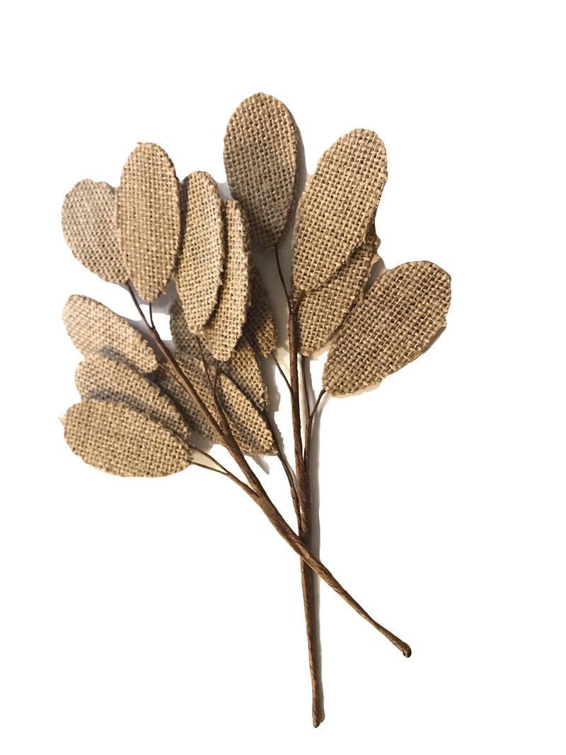 Elegant Blooms & Things Elegant Blooms  Things 2 Ct Burlap Leaves on Wire Pick Flower Arrangements Boutonniere Corsage Bouquets 