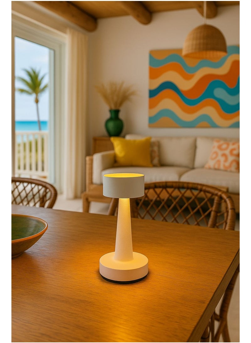 Evren Rechargeable Cordless Touch control Modern drum Table Lamp  - Image 1