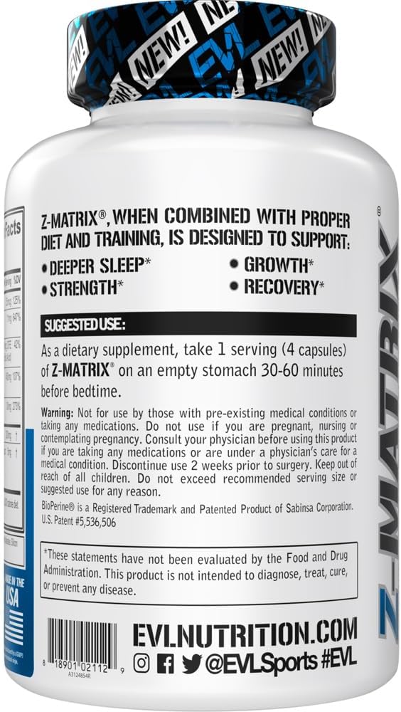 Evlution EVL Post Workout Recovery Bodybuilding Supplement  Magnesium and Zinc  ZMatrix Zinc Magnesium Aspartate Muscle Recovery Supplement for Sleep Support and Muscle Health - Image 3