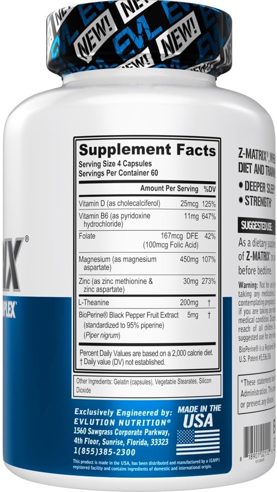 Evlution EVL Post Workout Recovery Bodybuilding Supplement  Magnesium and Zinc  ZMatrix Zinc Magnesium Aspartate Muscle Recovery Supplement for Sleep Support and Muscle Health - Image 2