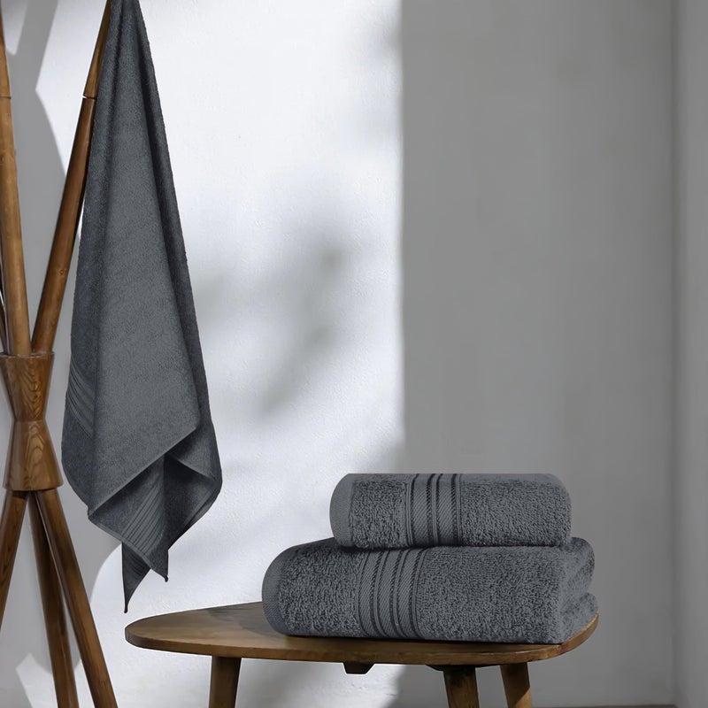 BOUTIQUO Ultra Soft 3 Pack Cotton Towel Set  Contains a Bath Towels 28x55 inch  a Hand Towels 16x24 inch & a Wash Coths 12x12 inch  Ideal Everyday use  Compact & Lightweight - Charcoal Grey - Image 4