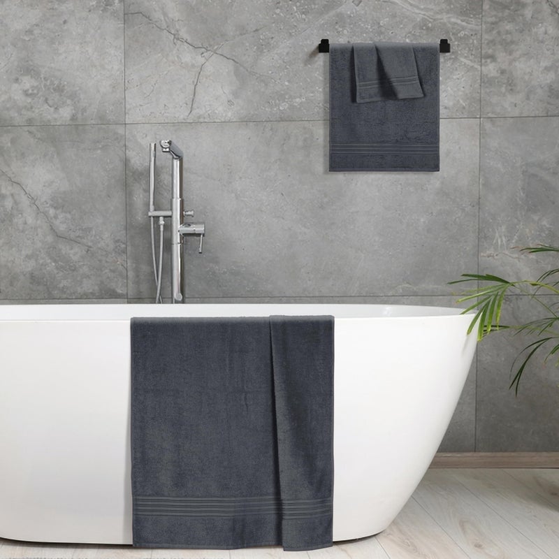 BOUTIQUO Ultra Soft 3 Pack Cotton Towel Set  Contains a Bath Towels 28x55 inch  a Hand Towels 16x24 inch & a Wash Coths 12x12 inch  Ideal Everyday use  Compact & Lightweight - Charcoal Grey - Image 5