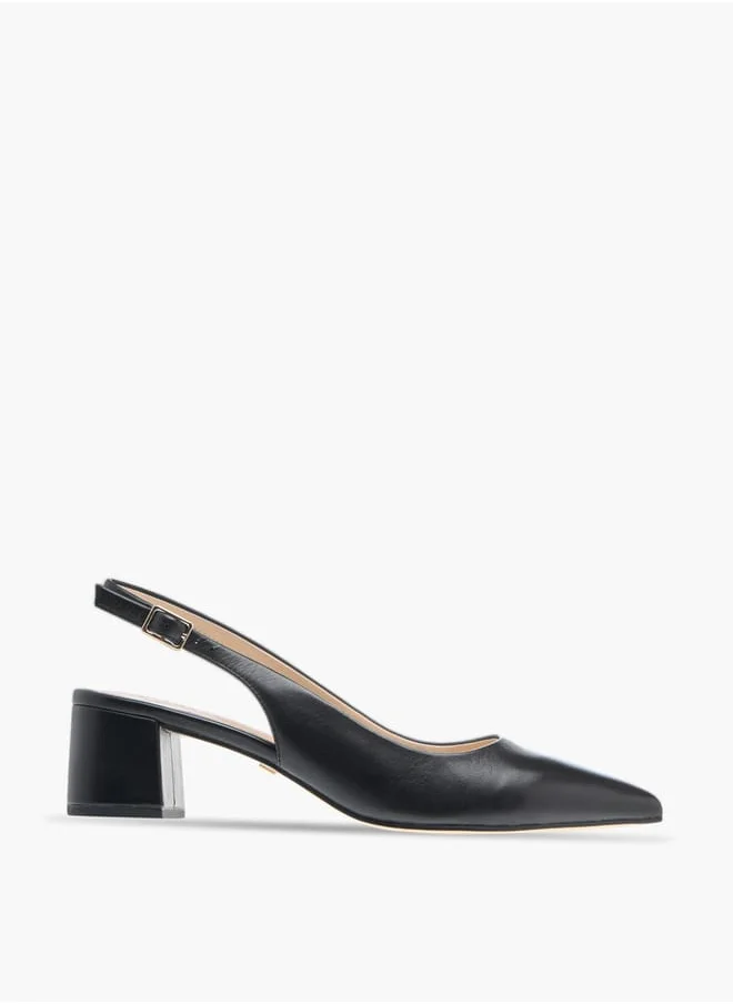 سيليست Womens Solid Slingback Shoes With Block Heels And Buckle Closure