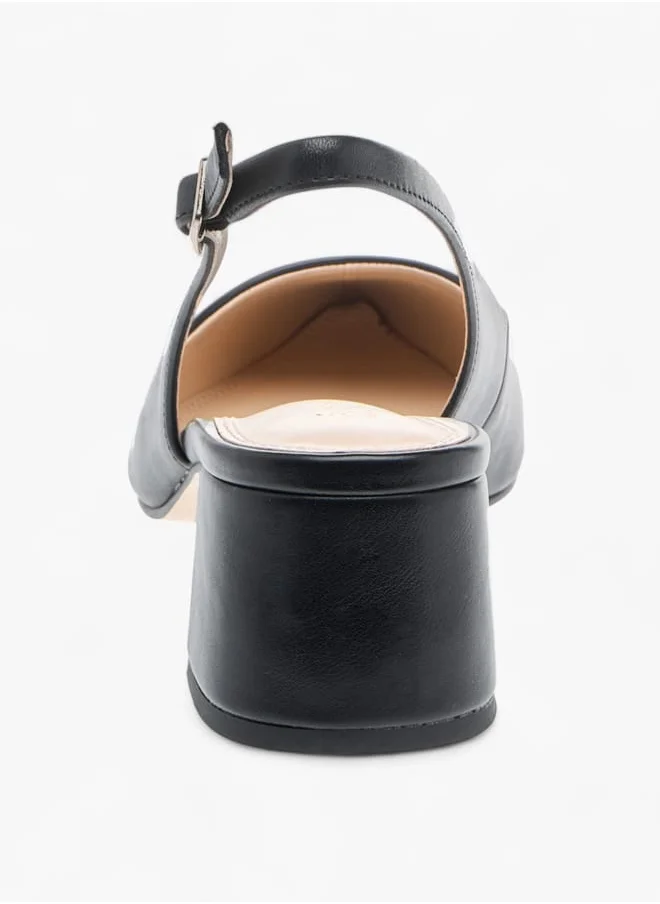 سيليست Womens Solid Slingback Shoes With Block Heels And Buckle Closure