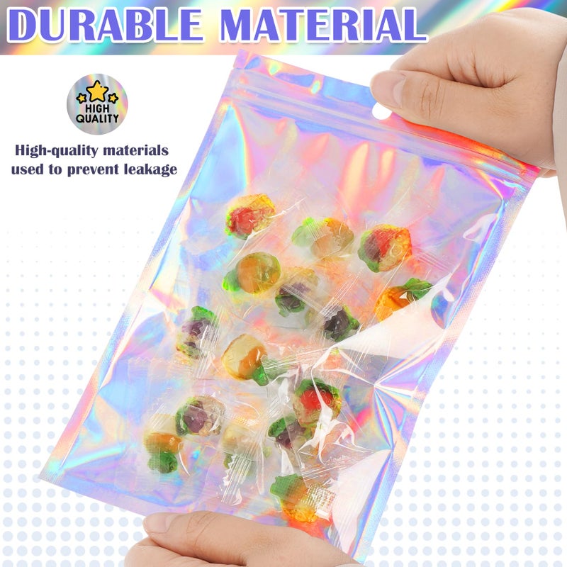 JETMORE 100 Pcs Mylar Bags, Holographic Bags, Resealable Bag for Small Business, Packaging, Sample Bag for Pen, Gift, Jewelry, Snack, Bracelets, Mothers Day Gifts (5.5x7.9in) - Image 4