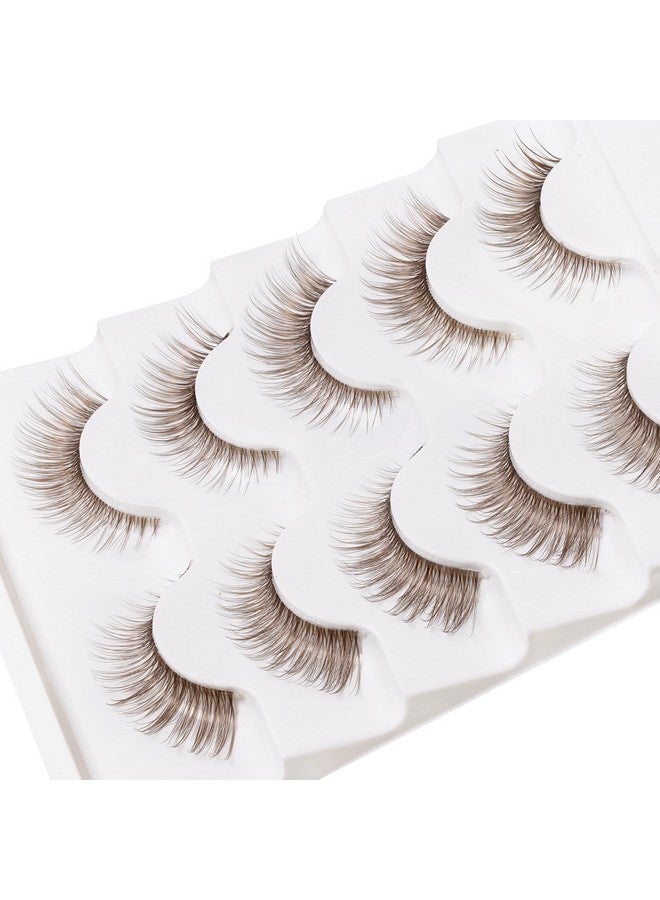 Veleasha Brown Lash Kit With Glue & Tweezer Cat Eye Lashes Natural Look 3D Fake Eyelashes With Clear Band Brown Wispy Eyelashes Lightweight & Soft Brown Eye Lashes 5 Pairs Pack Eyelash Kit (Brown 01) - Image 5
