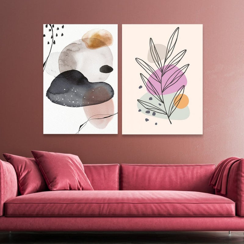 ماركتنا لوحة قماشية ثنائية بتصميم مودرن بمقاس اجمالي 100×70 سم - Image 1