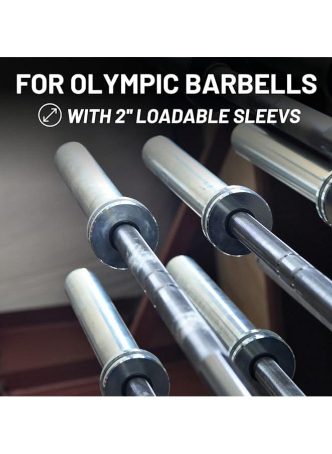 Generic PhysKcal Olympic Barbell Spring Collars 50mm (Pair) – Chrome Bar Clips & Clamps for 2-Inch Weight Bars and Dumbbells – Secure Grip Fit for Olympic Barbells & Bumper Plates – Heavy-Duty Silver Design  - Image 3