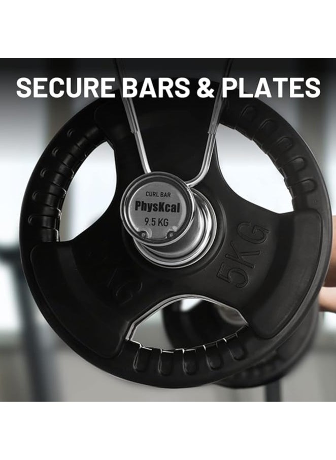 Generic PhysKcal Olympic Barbell Spring Collars 50mm (Pair) – Chrome Bar Clips & Clamps for 2-Inch Weight Bars and Dumbbells – Secure Grip Fit for Olympic Barbells & Bumper Plates – Heavy-Duty Silver Design  - Image 2
