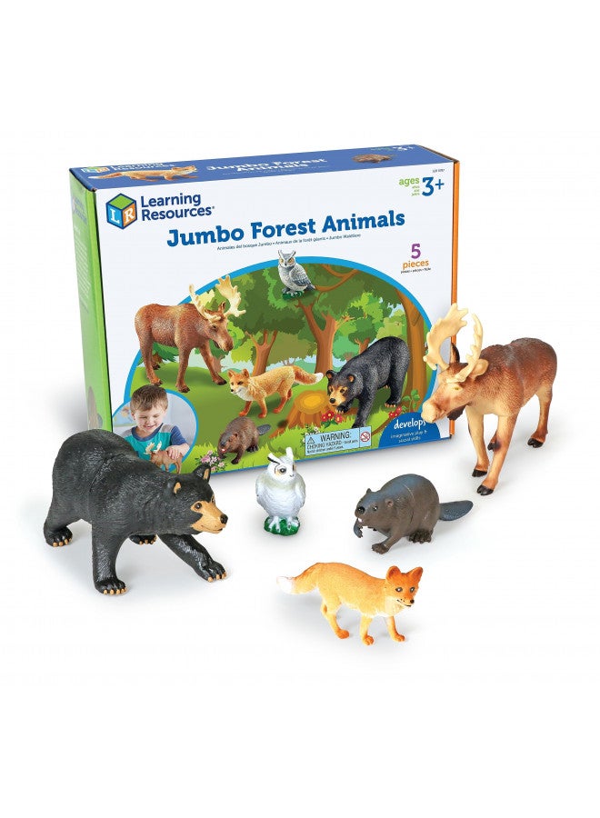 Learning Resources Learning Resources Jumbo Forest Animals - 5 Pieces, Ages 3+ Pretend Play Animals for Toddlers, Preschool Learning Toys, Kids Play Animal Figures, Zoo Animals - Image 1