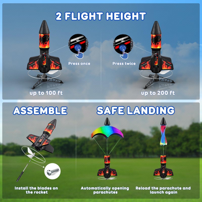 Rceico Rocket Launcher, 200 Feet of Flight Altitude, Model Rocket Kits with Launch Set, Ultra-high Flying Rocket, Rocket Toy, Kids Outdoor Toys, Gift for Kids Ages 8-12 Children's Day Gift - Red - Image 3