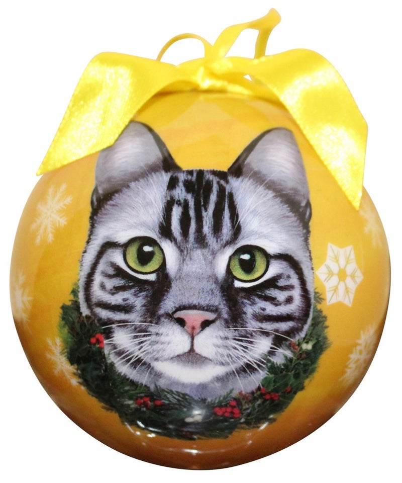 إي آند إس بتس Tabby Cat Christmas Ornament Ball Proof Ball - Image 1