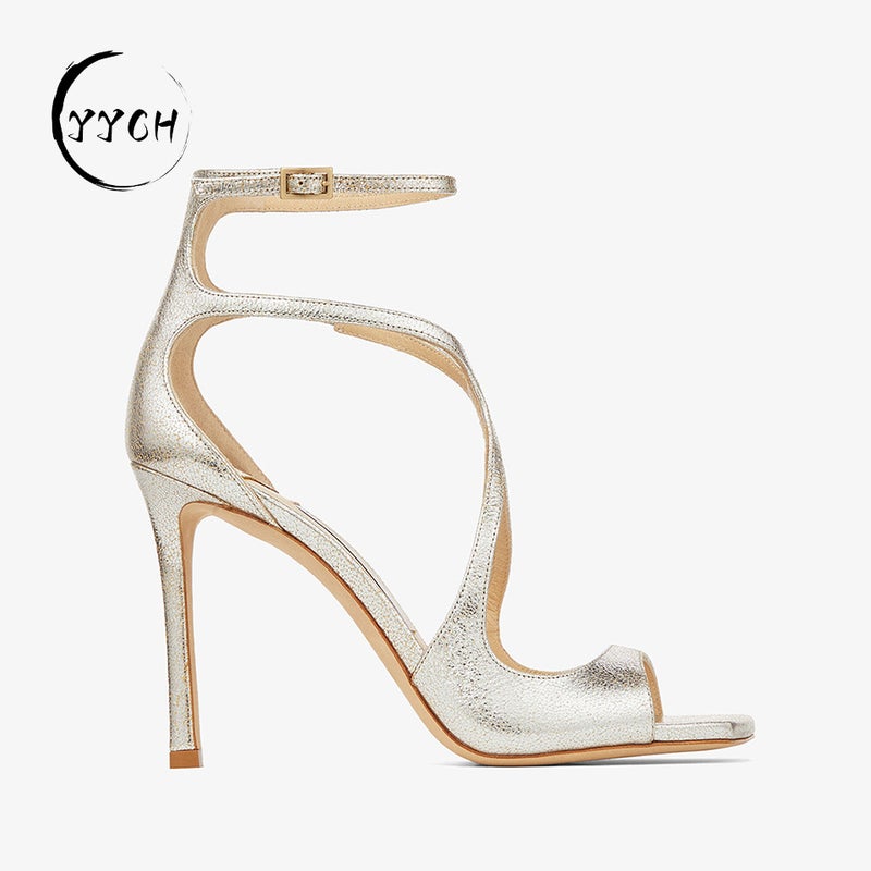 In-Stock, Immediate Shipping, -Selling Spring/ Style Cross-Strap Open-Toe Stiletto High Heels Jimmy Women'S Patent Leather - Image 3