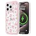 LCHULLE Magnetic for iPhone 15 Pro Max Case Cute Pink Bows Compatible with Magsafe Clear Ribbon Bowknot Pattern for Women Girls Hard Back Cover Shockproof Phone Case for iPhone 15 Pro Max Rose Bows - Image 2