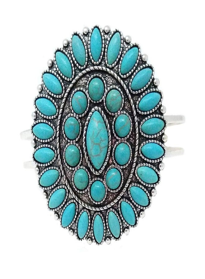 Emulily Turquoise Western Concho Design Oval Hinge Bracelet (Turquoise) - Image 1