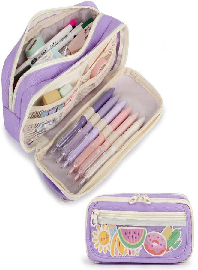 Bunnychill Large Capacity Pencil Case with 5 Compartments, School Pencil Bags with Zipper, Big Storage Pen Bag for Teen Girl Boy for School College Office - Image 1