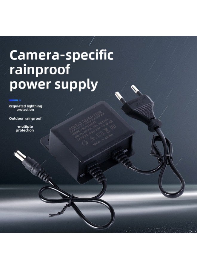 Ball Machine Outdoor Waterproof Power Supply Monitoring Adapter 12V2A Power Supply Special Plug Monitoring DC-Color:Black  - Image 2