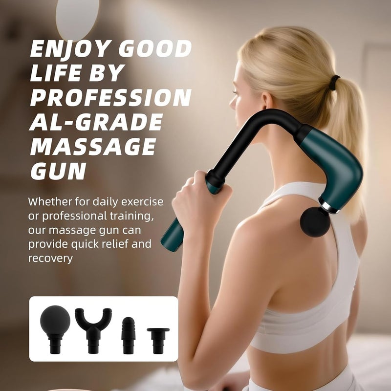 Bluejw Massage Gun with Upgraded Extension Handle,Back Massage Gun Deep Tissue,Back Massager for Pain Relief for Muscles Neck Shoulders Waist Arm Legs Foot,4 Replaceable Heads & 9 Speeds (Black) - Image 2