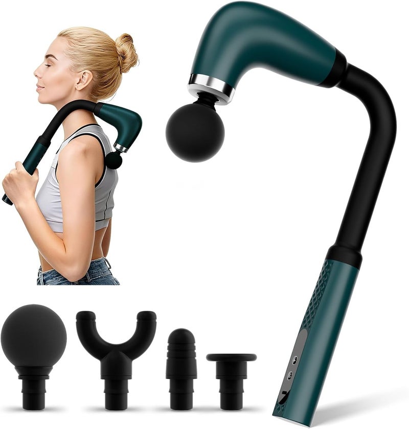 Bluejw Massage Gun with Upgraded Extension Handle,Back Massage Gun Deep Tissue,Back Massager for Pain Relief for Muscles Neck Shoulders Waist Arm Legs Foot,4 Replaceable Heads & 9 Speeds (Black) - Image 1