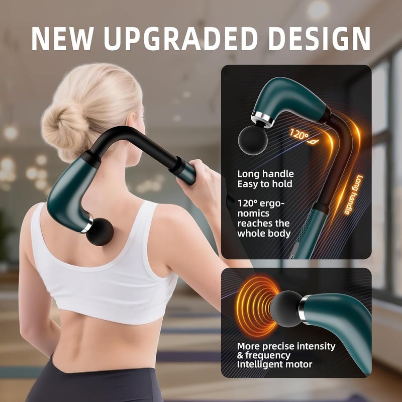 Bluejw Massage Gun with Upgraded Extension Handle,Back Massage Gun Deep Tissue,Back Massager for Pain Relief for Muscles Neck Shoulders Waist Arm Legs Foot,4 Replaceable Heads & 9 Speeds (Black) - Image 3
