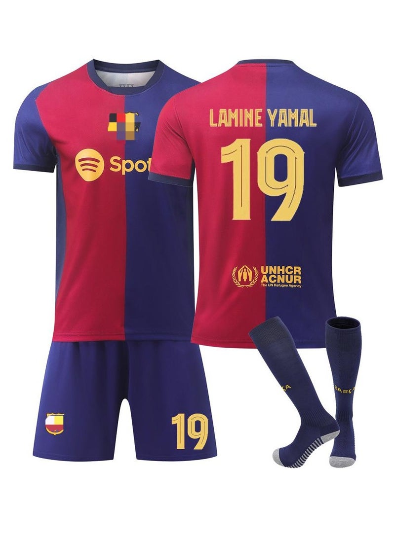 Adjustable Youth Soccer Jersey set- NO.19 Ya-mal Style Training for Kids Fan Costume Cosplay& Sports Gift 28 Yard  - Image 1