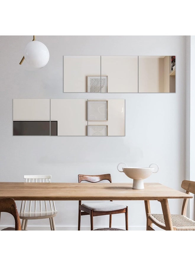 TPGP بلاط مرآة زجاجية ذاتية اللصق 4 قطع 26 × 26 سم مرآة حائط افعلها بنفسك مع 24 حصيرة لاصقة مجموعة مرآة عالية الدقة في المطبخ وغرفة المعيشة والحمام - Image 5