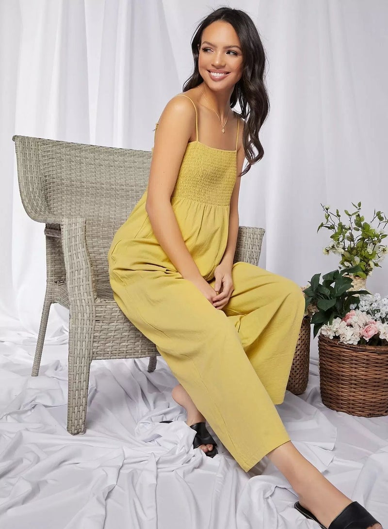 Maternity Ruched Solid Cami Jumpsuit  - Image 3