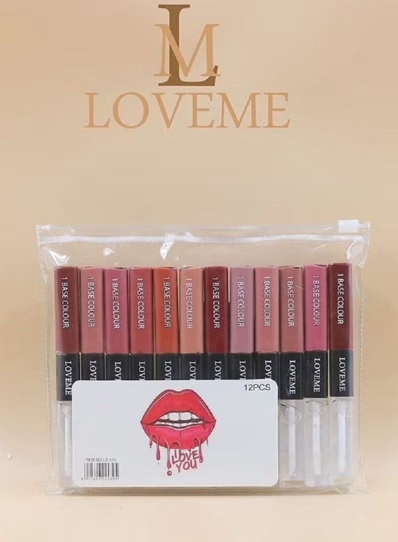 لوف مي اثنى عشر لون أحمر شفاة دبل تاتش مع ملمع شفاة - Image 1