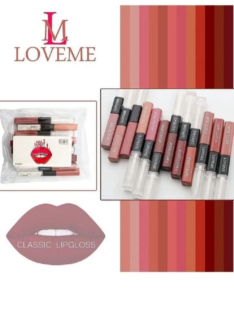 لوف مي اثنى عشر لون أحمر شفاة دبل تاتش مع ملمع شفاة - Image 2