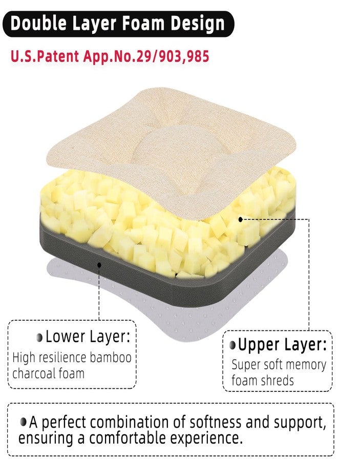 GOFORIT Tufted Shredded Memory Foam Chair Pads，Kitchen Chair Cushions for Dining Chairs,Non-Slip Seat Cushions with Removable Cover, 16'' x 16'', Beige - Image 2